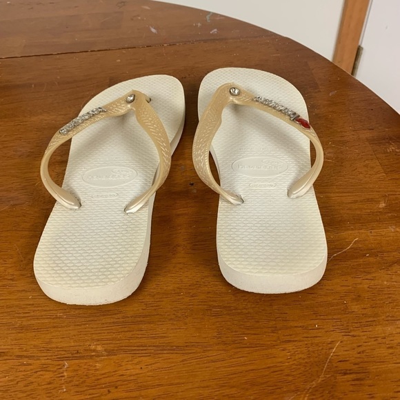 COPY - Havianas flip flops sandals size 4-5 heart/diamond detail #tennis prep - Picture 2 of 9